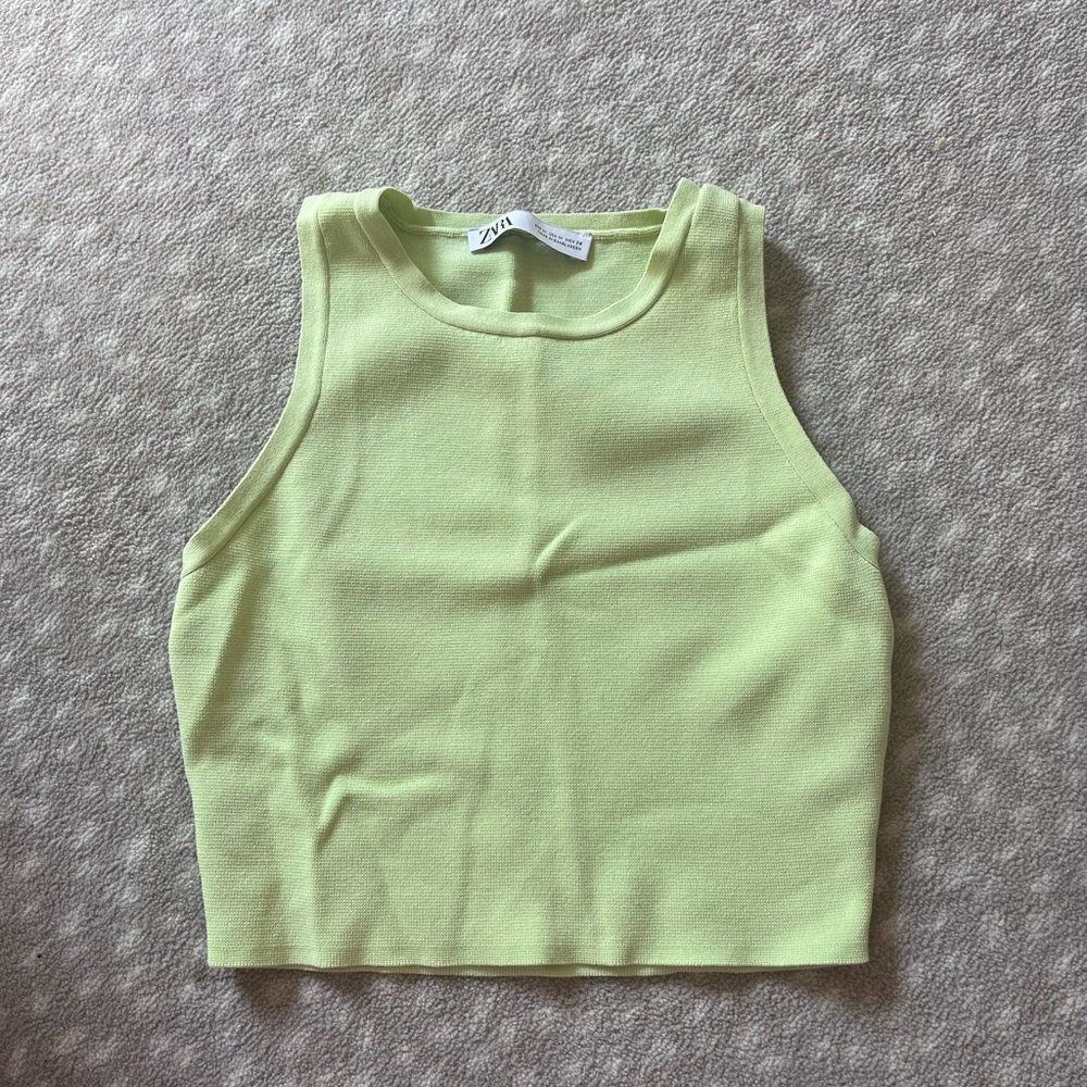 Zara Green Cropped Sleeveless Top